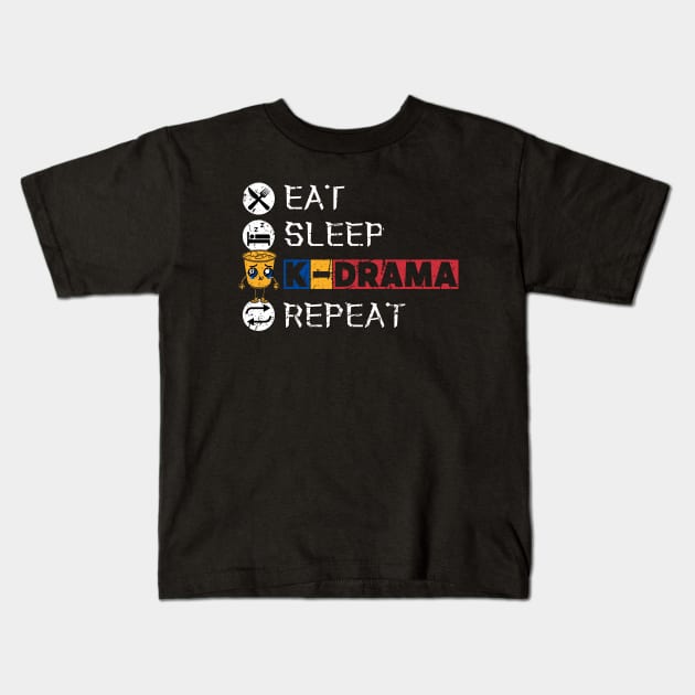 Eat Sleep K-Drama Repeat Kids T-Shirt by maxdax